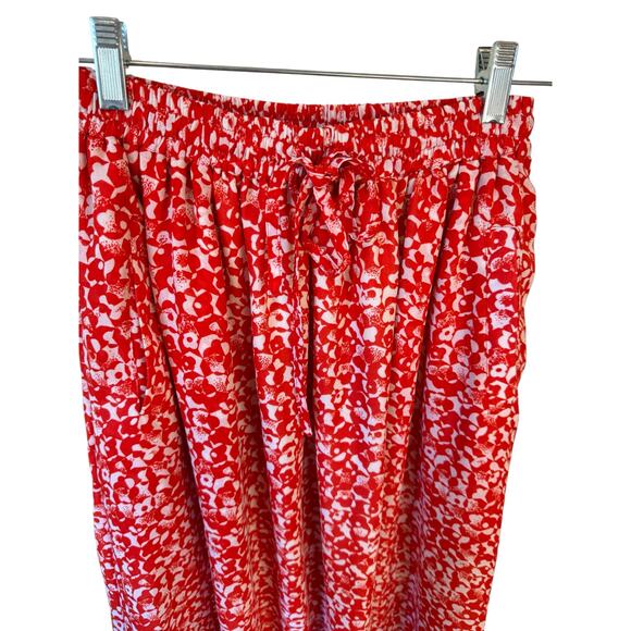 GANNI Floral Printed Crepe Midi Skirt Tomato Red Sz EU 32 / US 2 Made in India - Picture 6 of 9